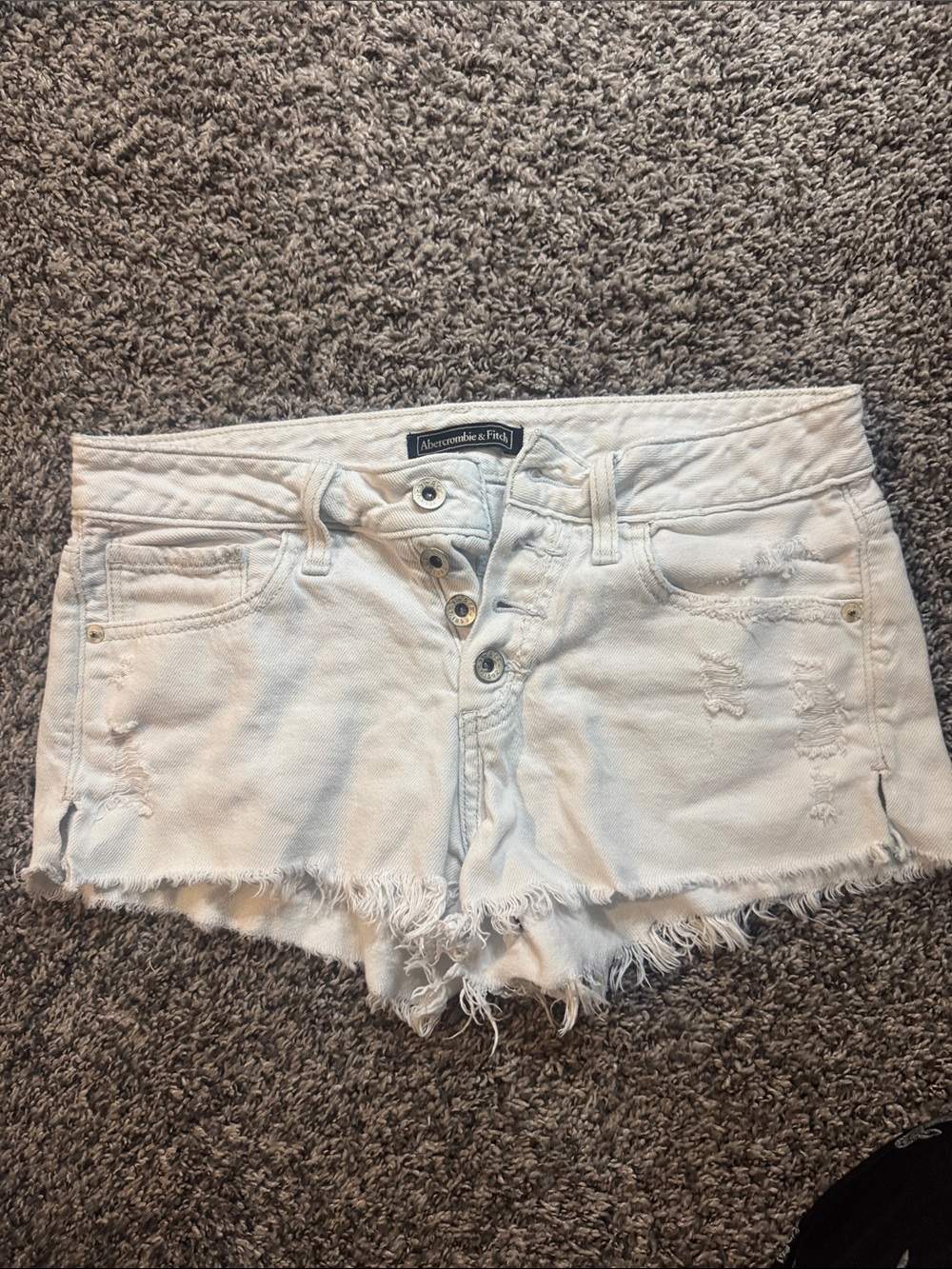 Abercrombie & Fitch White Distressed Cutoff Denim Shorts